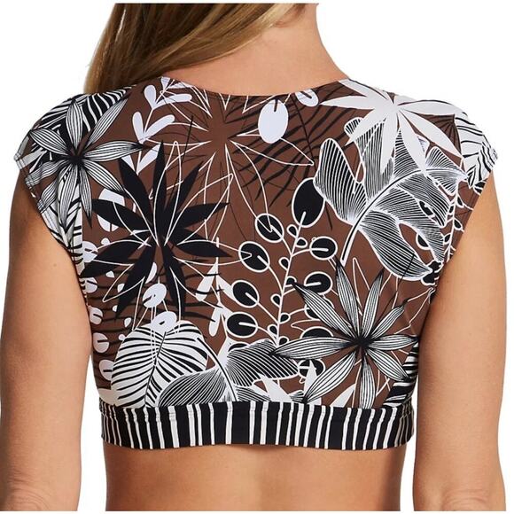 Bleu Rod Beattie Bold Moves Cap Sleeve Tie Front Bikini Top 6 NWT - Picture 2 of 2